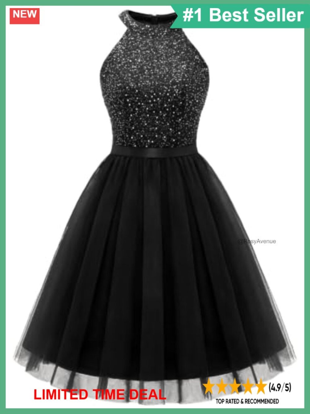 Sparkly Sequin Halter Mini Dress A-Line Formal Homecoming